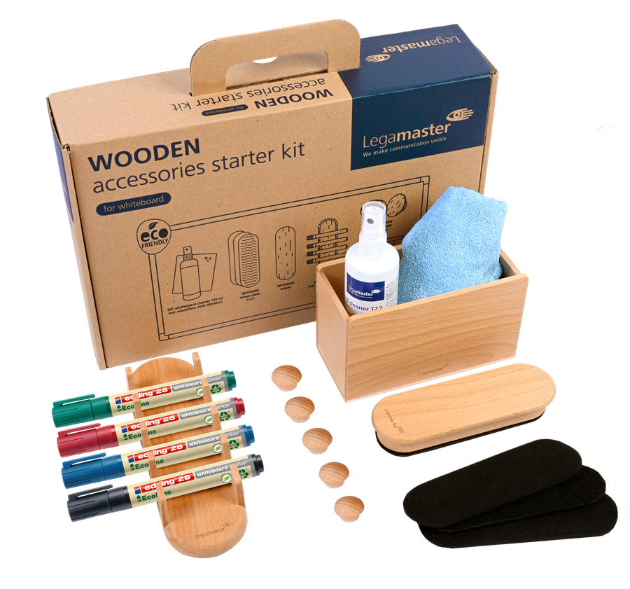 Wooden whiteboard accessoire set